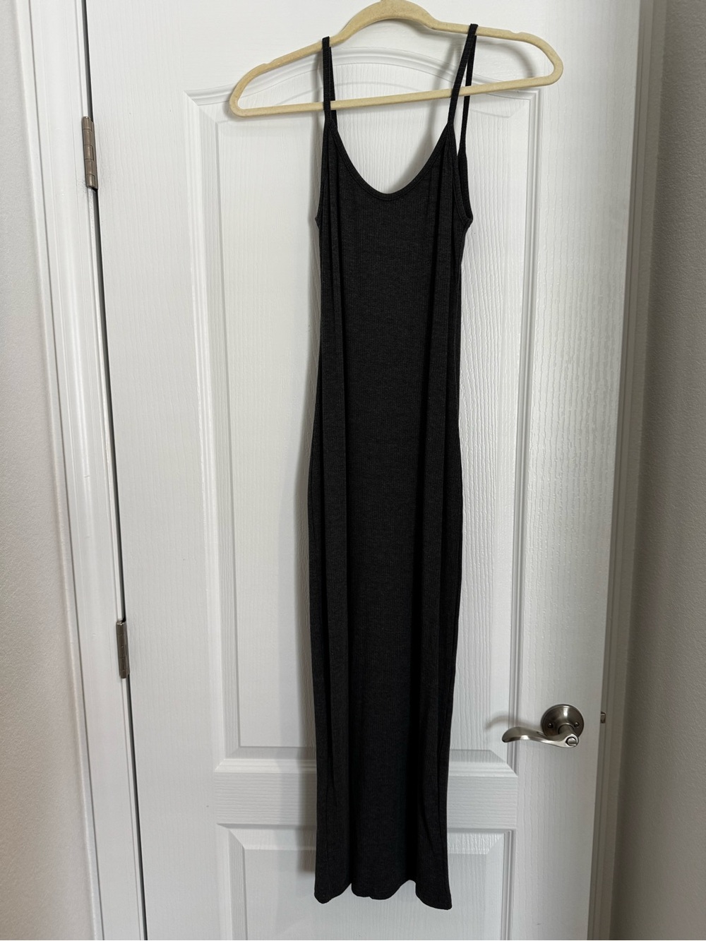 Rumored Dark Gray Maxi Slip Dress with Spaghetti Straps